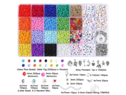Kit de accesorios para pulseras y collares DIY con 28 cuentas de 3 mm y cuentas con letras. Yunzii