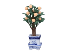Árbol De Naranjo En Miniatura Para Casa De Muñecas A Escala 1:12 En Porcelana Azul Y Blanca, Accesorio Decorativo Para Fotos.