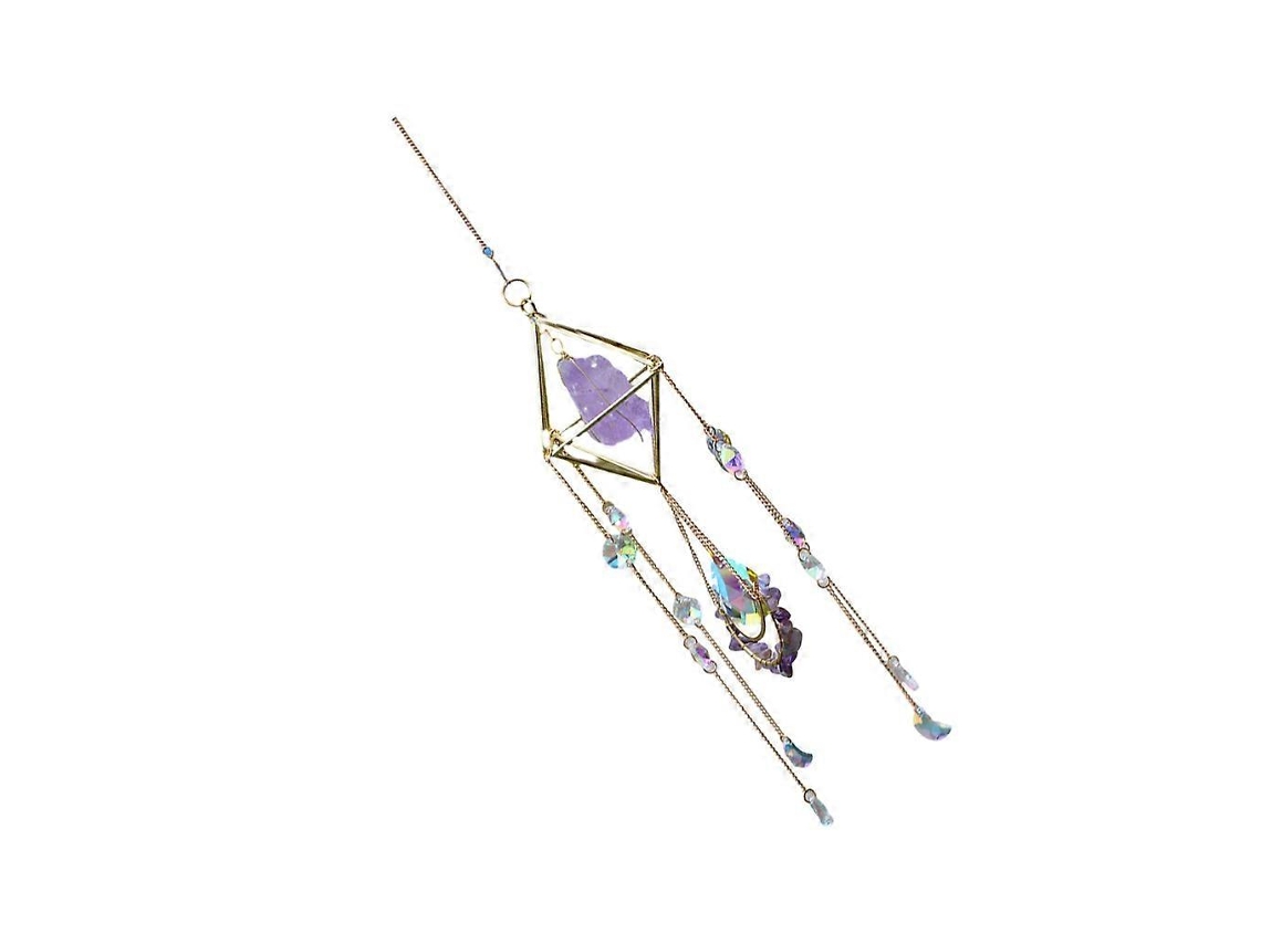 Colgante de cristal para atrapasol, carillón de viento arcoíris, decoración navideña para árbol de exterior.