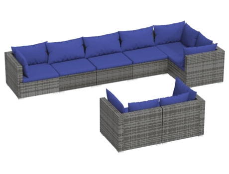 Conjunto 8 de muebles de jardín VIDAXL y cojines ratán sintético gris