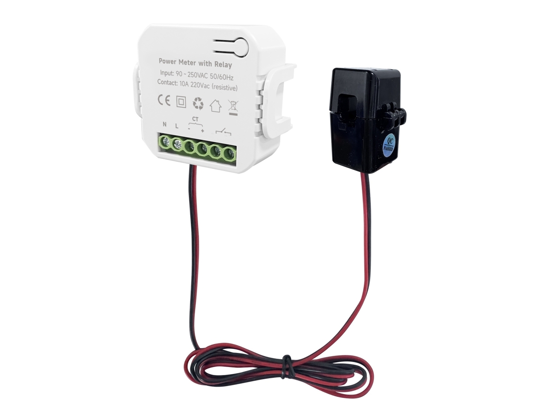 Medidor De Energía Inteligente Wifi Tuya Con Relé Y Pinza Ct 80a 90-250vac