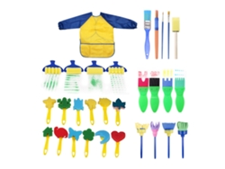 30pcs Pinceis De Pintura Laváveis Para Crianças Com Avental Brushes Sponge Diy Brinquedos
