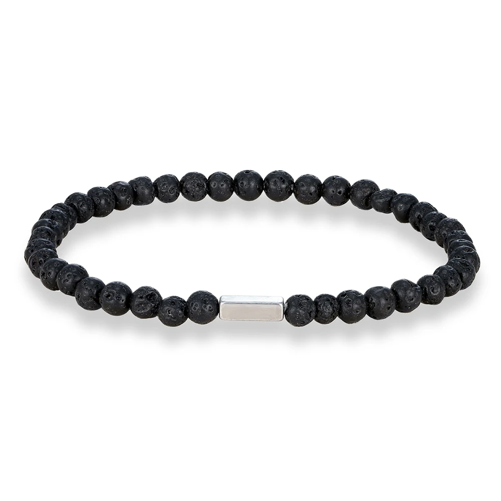 Pulsera De Piedra De Lava De 21 Cm Y 4 Mm, Pulsera De Piedra Curativa Natural.