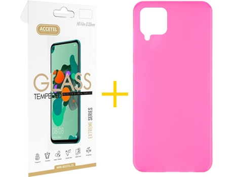 Kit Funda + Protector de Pantalla Samsung Galaxy A22 4G ACCETEL Liso (Rosa)