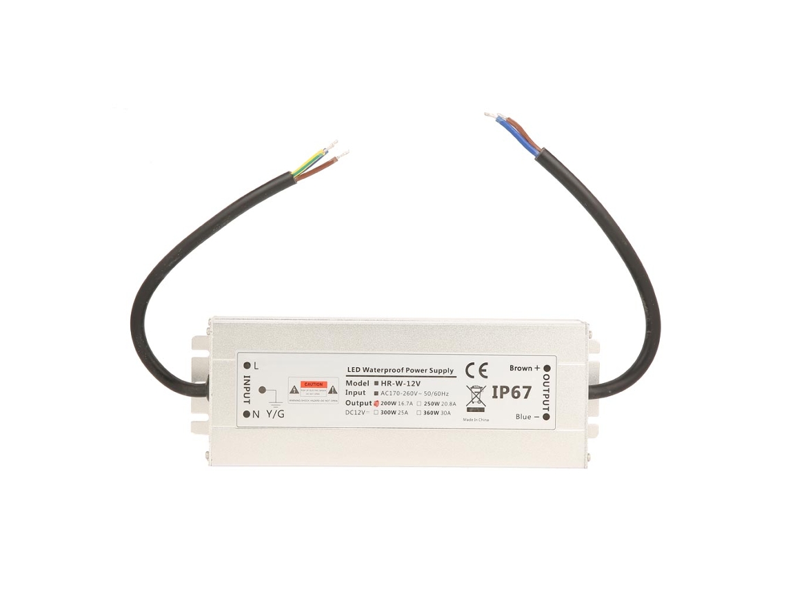 Fuente De Alimentación Led De 200 W, 12 V, 16,7 A, Transformador Impermeable Ip67 Hrw-12v200w