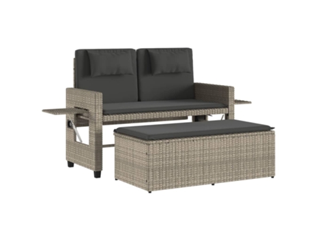 Sillón reclinable de jardín VIDAXL con cojines ratán sintético gris