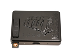 Estuche metálico 2 en 1 para cigarrillos con encendedor eléctrico recargable por USB - Negro