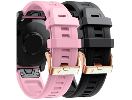 Correa Silicona Cierre Metálico para Garmin Fenix 6S Rosa y Negro Pack 2X VEANXIN