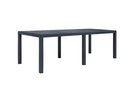 MAISON EXCLUSIVE Mesa de jardín de plástico aspecto ratán gris 220x90x72 cm