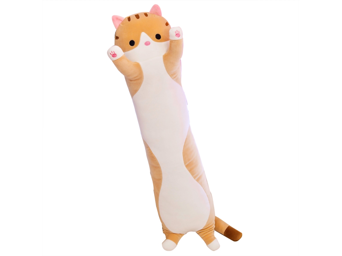 2026-muñeco De Peluche Gato Cartel Animado Almohada Larga Suave Juguete Adorable Para Niños Amarillo 70cm