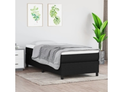 Cama con Colchón de Muelles y Cabecero Tecido Negro (100x200 cm)