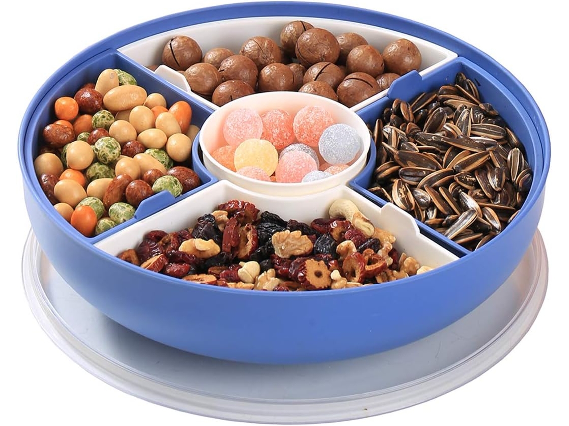 Bandejas con tapa, cuencos, bandeja multifuncional para fiestas, ideal para frutas, frutos secos, dulces, galletas y verduras.