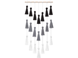 2026-colgante De Pared Macramé Tejido Con Borlas Arte Bohemio Decoración Hogar Negro Gris Blanco