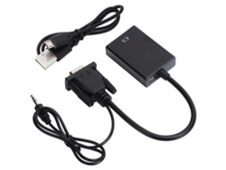 Adaptador De Cable Vga A Hdmi Con Cableado De Audio, Convertidor Vga 1080p, Plug And Play.