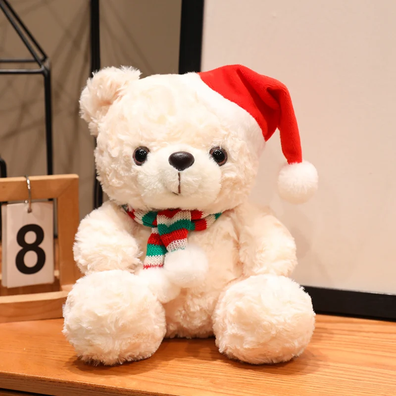 (branco, 18 Cm) Urso De Pelúcia Fofo E Realista De Desenho Animado Com Cachecol De Natal