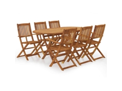 Juego de comedor de jardín plegable de 2 piezas de madera maciza de acacia, Dkd Home Decor