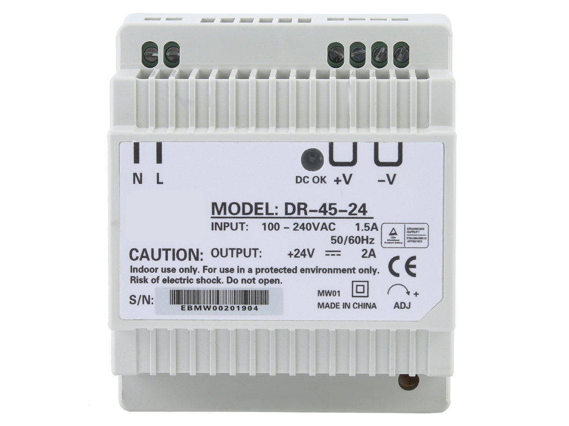 Fuente De Alimentación Din Rail De 45w Salida Única 24v Interruptor Ac/dc Dr-45-24