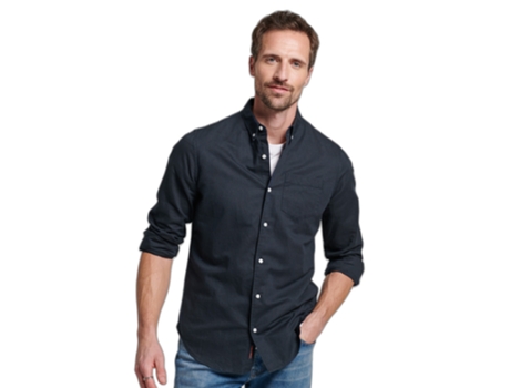Camisa de Hombre SUPERDRY (L - Algodón - Azul)
