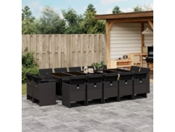 Juego de comedor de jardín de 15 piezas con cojines en mimbre sintético negro de DKD Home Decor
