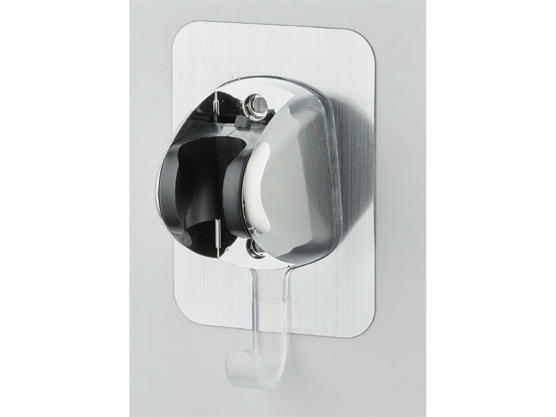 Soporte Pared Ducha Negro Plateado Compacto 11x6x5cm