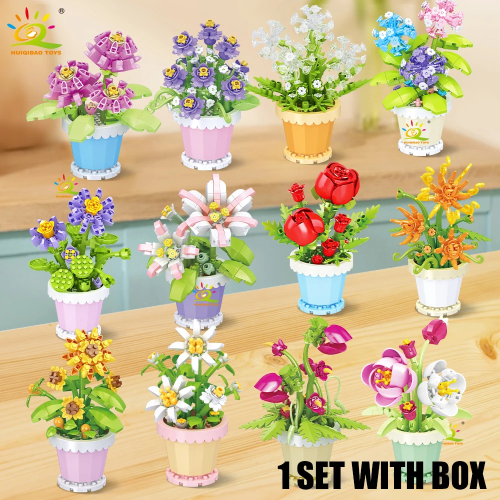 (1 juego) Ramo de flores preservadas en miniatura con bloques de construcción DIY