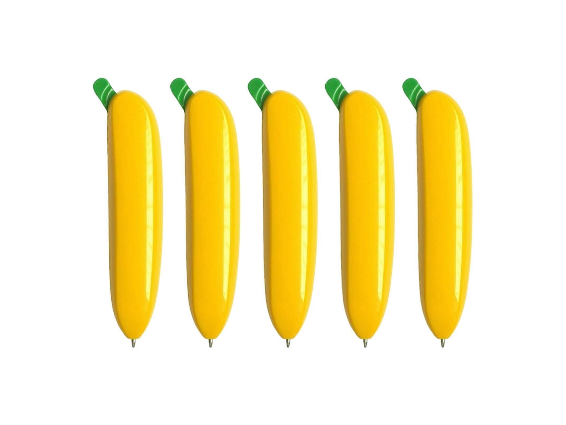 Divertido bolígrafo con forma de plátano, set de 5 bolígrafos retráctiles, divertido bolígrafo para niños, ideal como regalo de navidad.