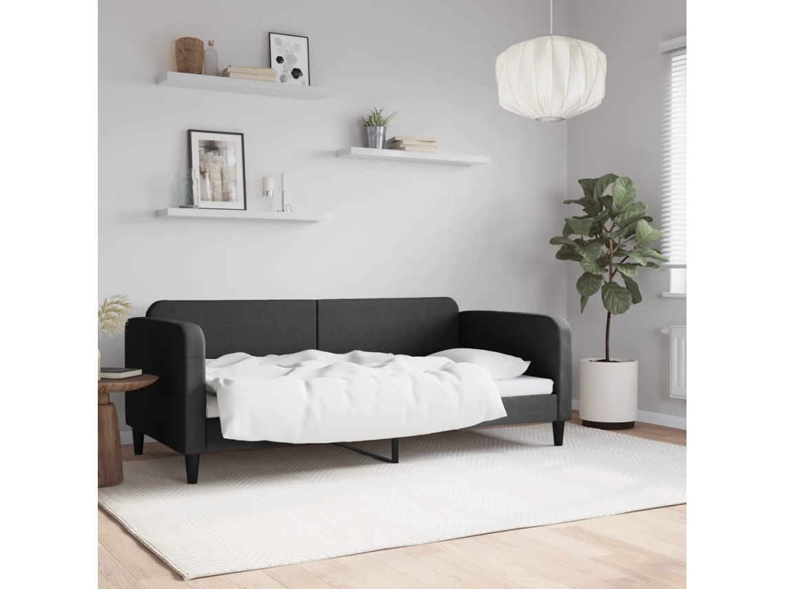 Sofá Cama Individual Lovely Home Madera Tecido Negro (90x190)