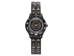 Elegante Reloj De Pulsera De Cuarzo Para Mujer Con Esfera Redonda Y Correa Informal De Aleación Negra.