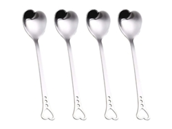 Cucharas de postre de acero inoxidable con forma de corazón para café y postres.