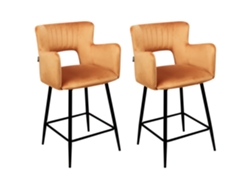 Conjunto de 2 cadeiras de bar BELIANI Sanilac de Veludo Laranja 51x44x91