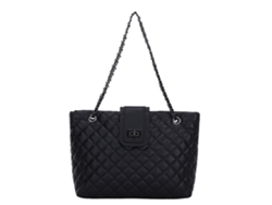 Bolso Tote De Piel Sintética Para Mujer Con Cadena, Gran Capacidad, Para Uso Diario, Negro.