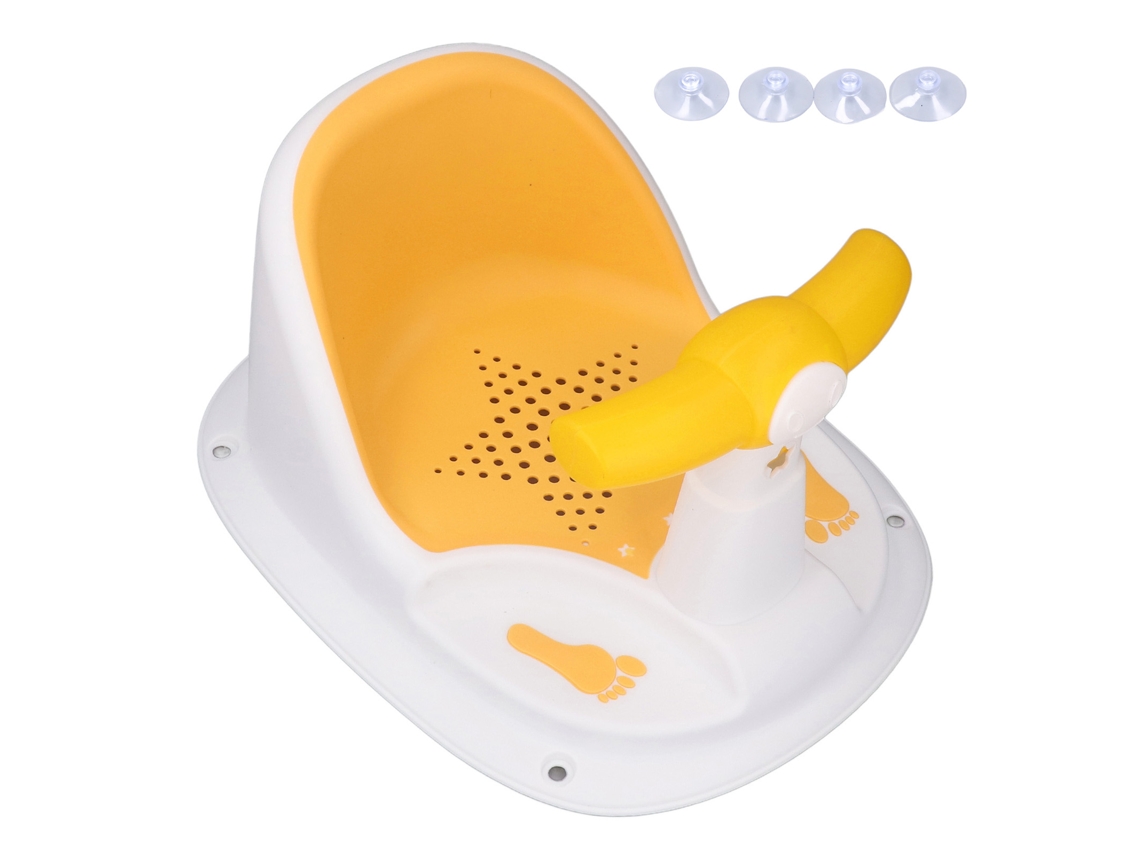 Asiento De Baño Para Bebé Con Soporte Lumbar, Ventosas Resistentes, Antideslizante, Ergonómico, Amarillo/blanco