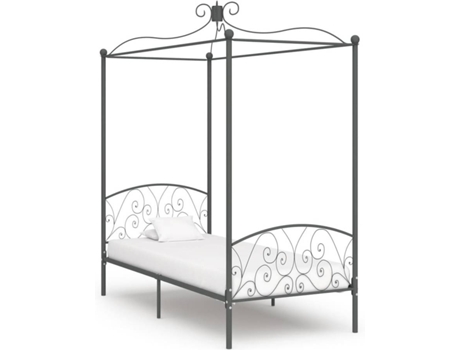 vidaXL Estructura de cama con dosel metal gris 90x200 cm