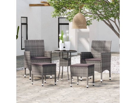 Conjunto 5 de muebles de jardín VIDAXL ratán sintético gris