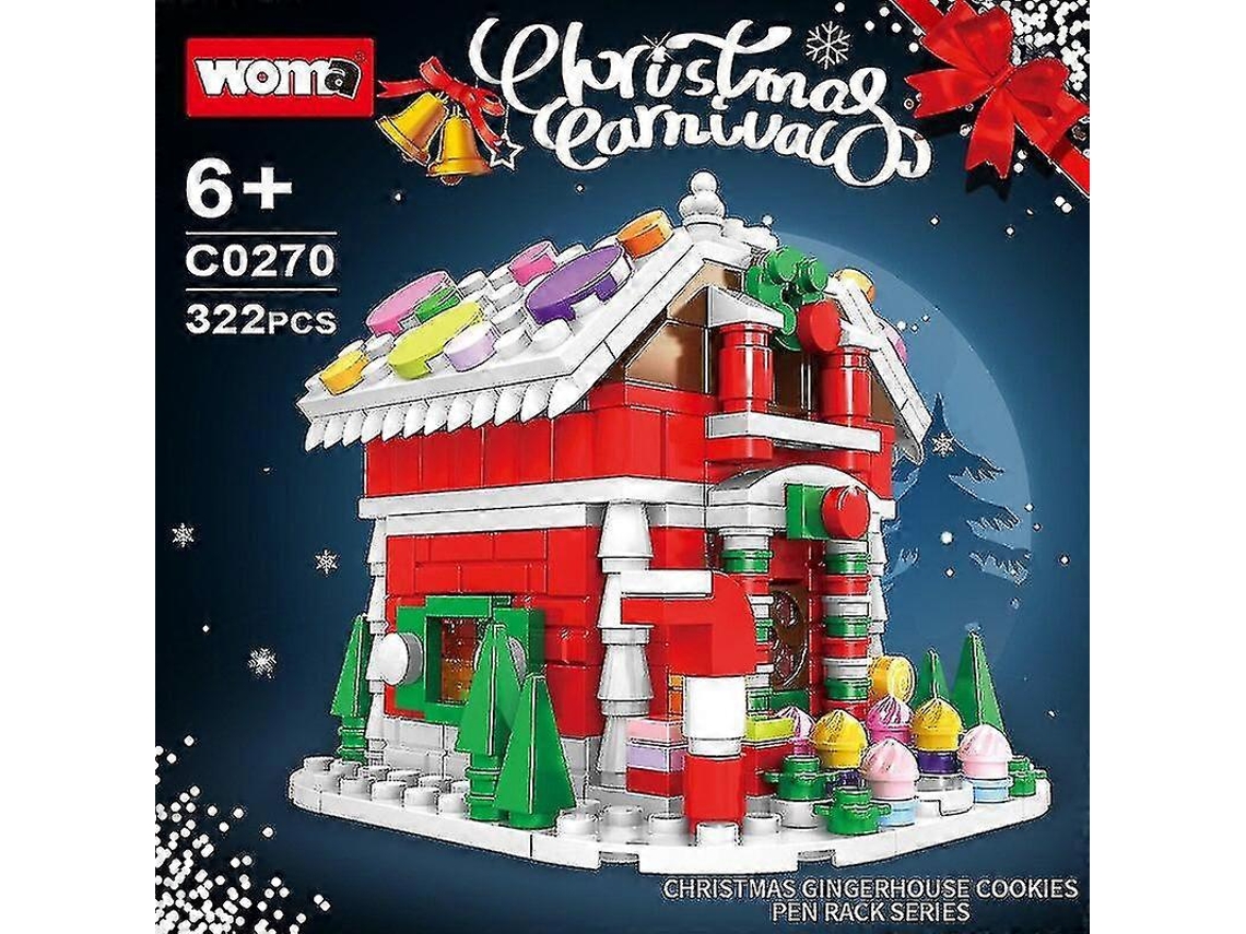 Árbol de Navidad, Papá Noel, reno, calcetín navideño, casa, torre, bloques de construcción, ciudad, casa de invierno, coche de Navidad, juguetes, modelo, regalos, Hengjian