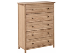 Cómoda Alta de Estilo Rústico con 5 Cajones BELIANI Salton de Madera de Sassafrás Marrón Claro 85X39X111