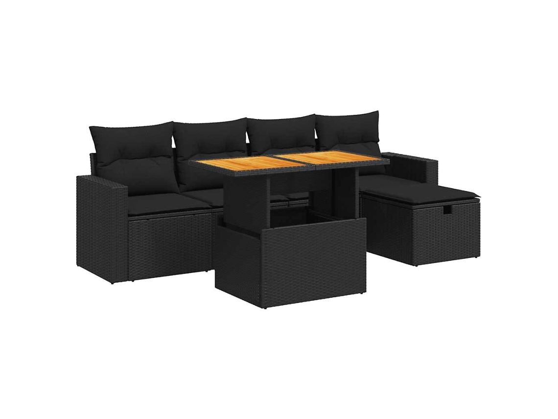 Conjunto 6 De Sofás Para Jardín VIDAXL Negro Poli Ratán(100 x 55 x 73 cm)