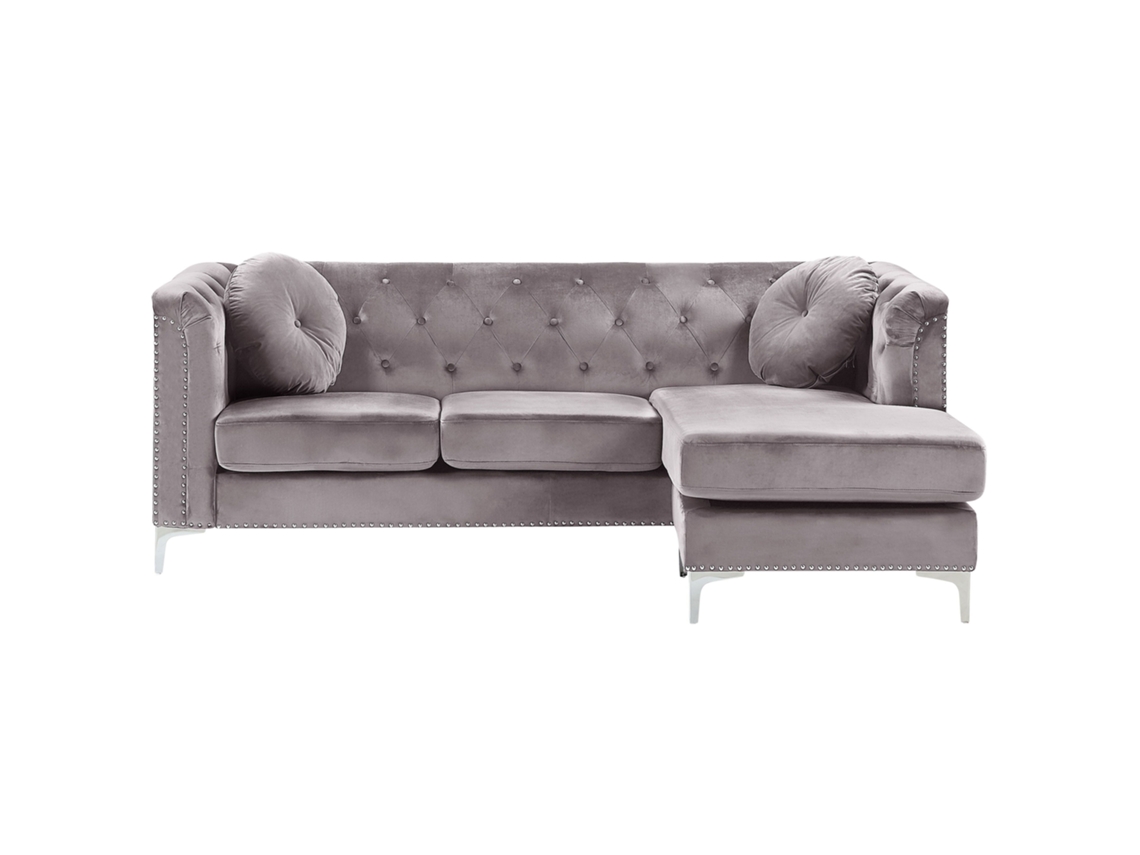Sofá esquinero BELIANI Flen de Terciopelo Gris 212x145x77