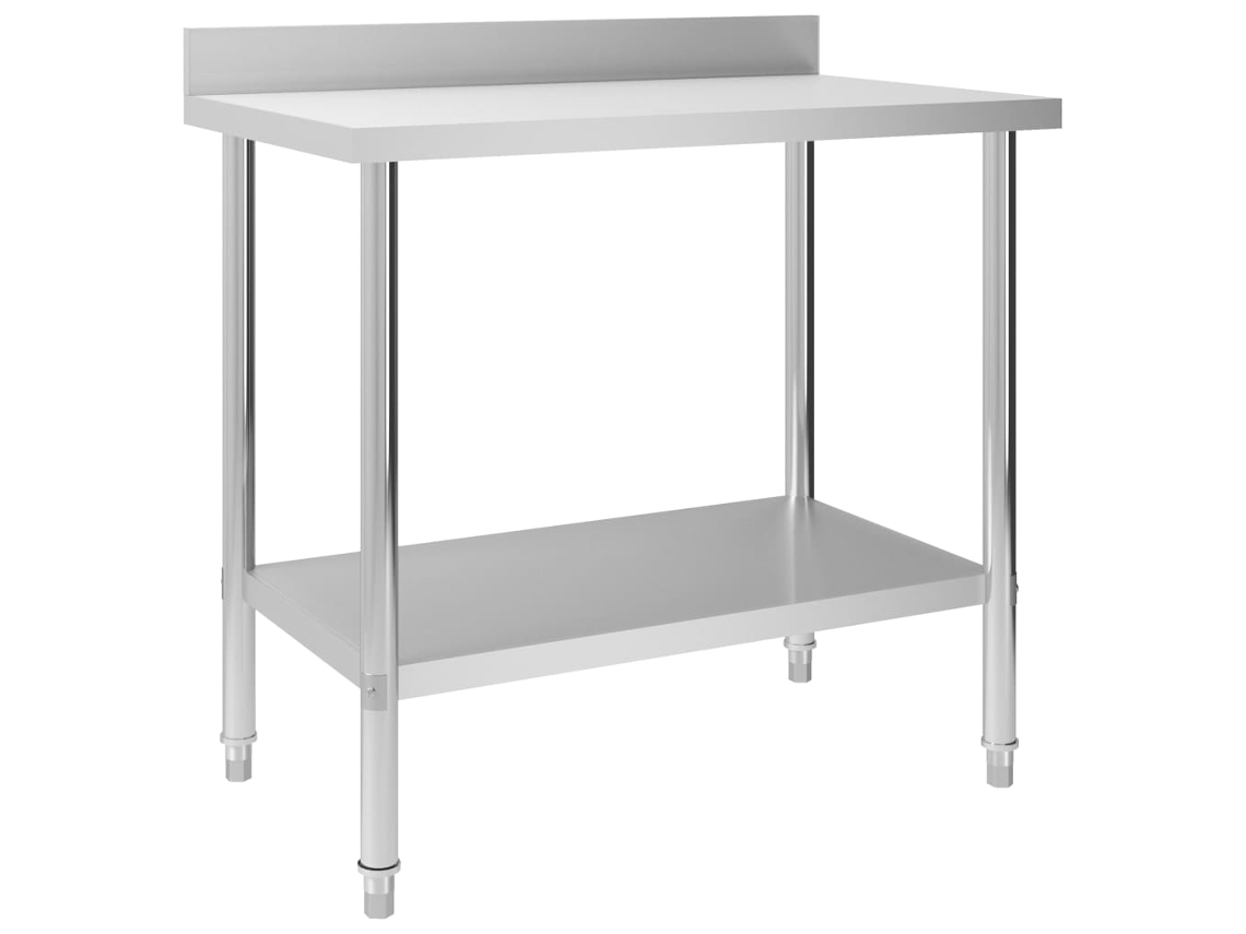 Mesa de cocina con borde antisalpicaduras 100x60x93 cm acero inoxidable DKD HOME DECOR