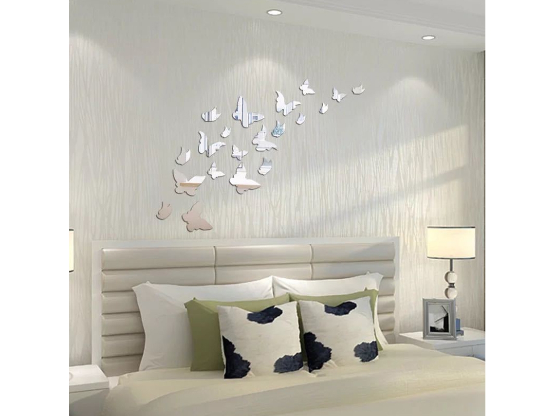 2026-20 Pegatinas De Espejo De Mariposa Para Pared Decorativas Retirables De Acrílico Diy Decoración Hogar Dormitorio Baño Sala