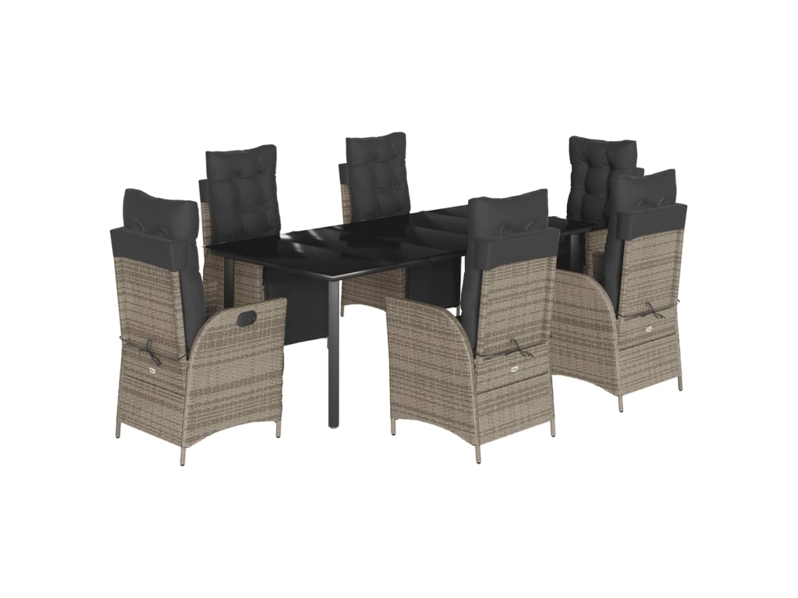 Maison Exclusive - Set Comedor Jardín 7 Pzas Y Cojines Ratán Sintético Gris