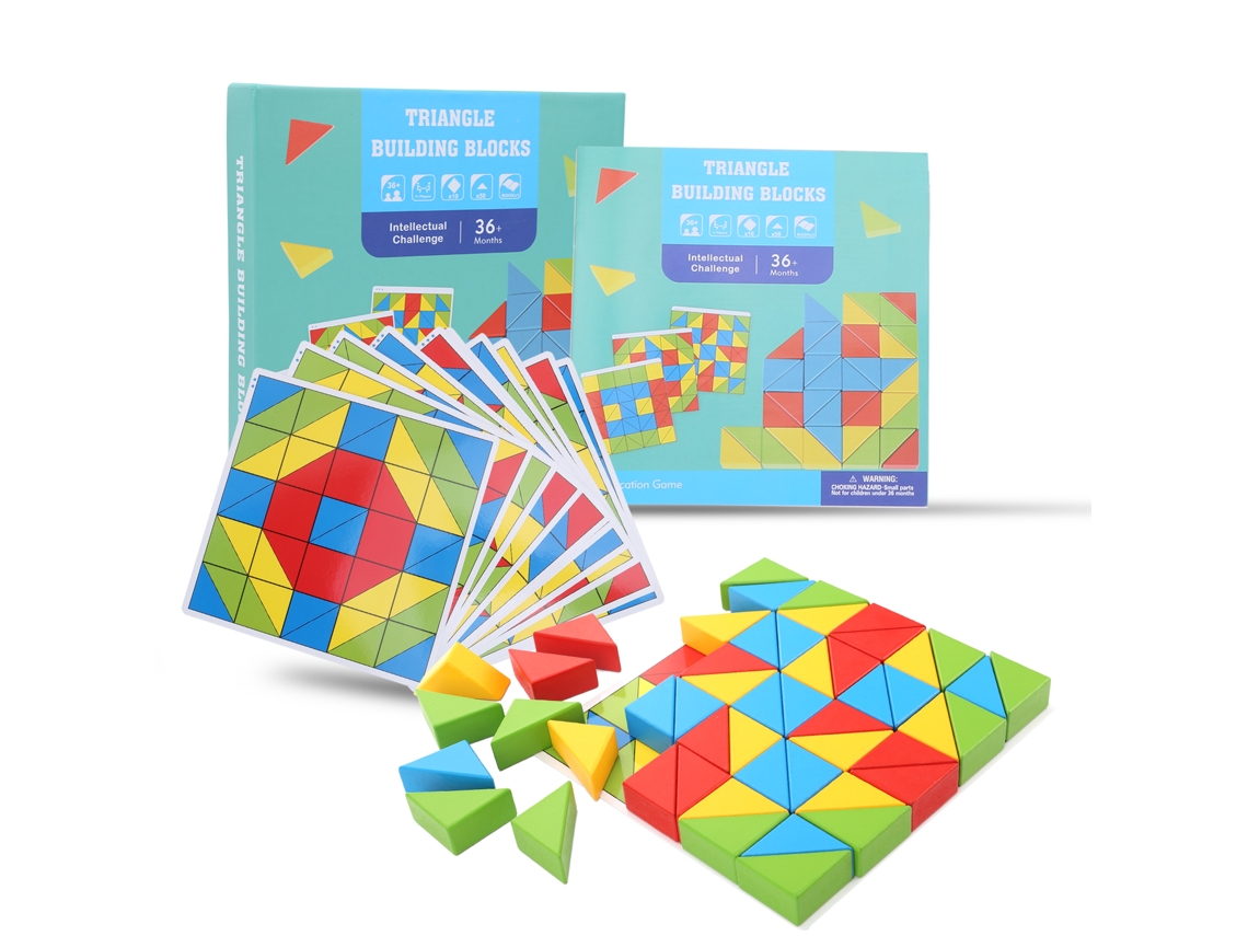 2026-bloques De Madera Triangulares Para Niños Bebés, Juguete De Construcción Puzzle Educativo Creativo