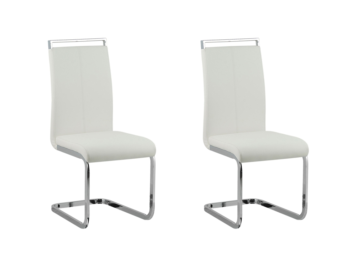 Cadeiras cantiléver com encosto alto BELIANI Greedin de Pele sintética Branco 42x50x99