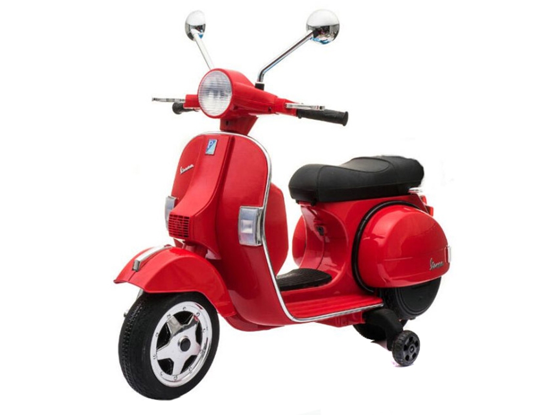 Moto RUNRUNTOYS Vespa 12V a Batería Roja con Luces y Sonidos