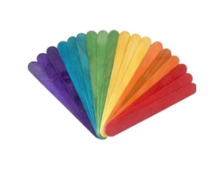 Palitos Arcoíris, Coloridos, 45-50 Unidades, 6,5 Cm, Madera Natural, Manualidades Infantiles, Diseño Arcoíris.