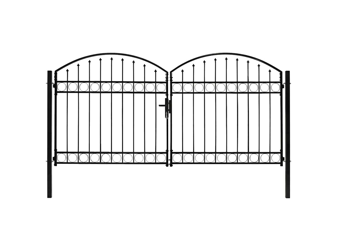 Maison Exclusive - Cancela De Valla Doble Puerta Con Arco 300x125 Cm Acero Negro
