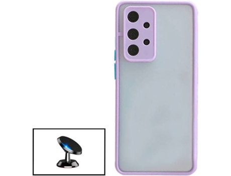 Kit Funda Antichoque y Soporte Magnético de Coche Samsung Galaxy A32 5G PHONECARE Lila