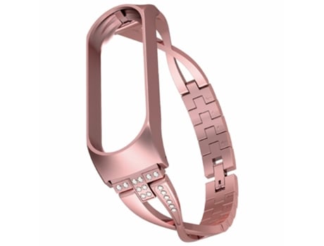 Correa de metal con decoración de diamantes para Xiaomi Mi Band 4/3 - rosa