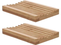 Juego De 2 Jaboneras De Bambú Natural Con Forma De Ola, Escurribles, Resistentes A La Humedad,