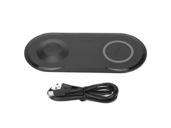 Cargador Inalámbrico 2 En 1 Para Teléfono Móvil Y Reloj, Base De Carga De Escritorio Con Cable Usb Negro